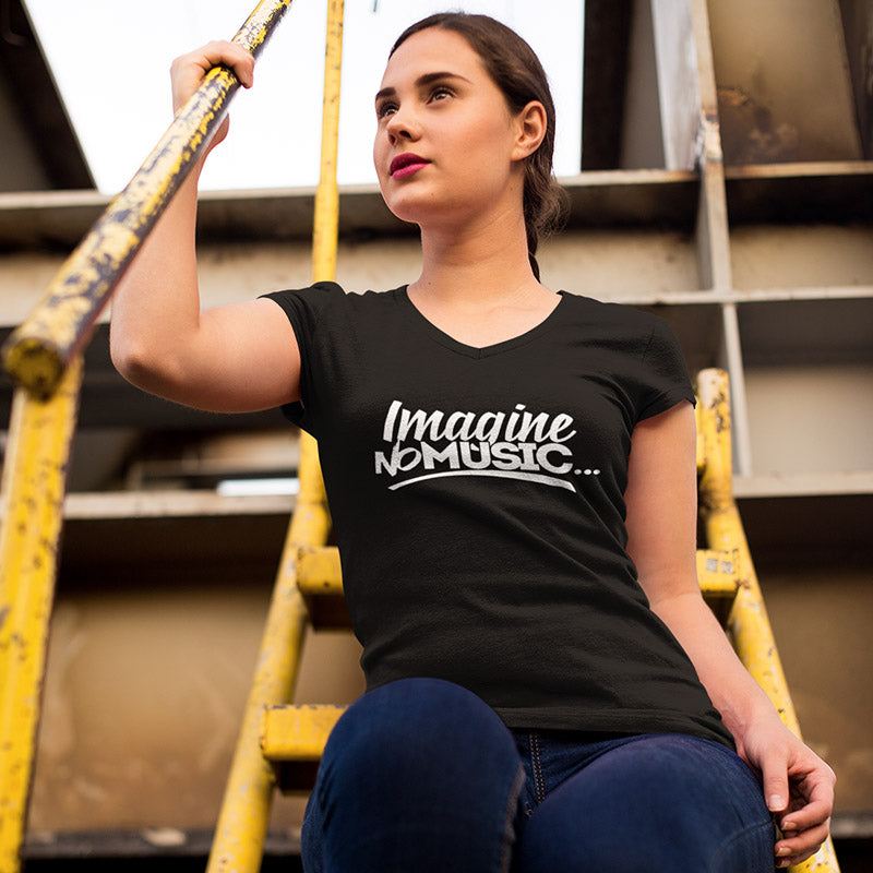 Women's Imagine No Music V-Neck T-Shirt
